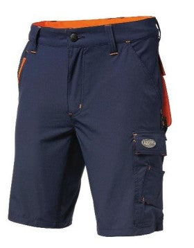 Bermuda LOGICA ANTIGUA/3 multitasche elasticizzato con tascone porta cellulare e porta metro, tripla cucitura nei punti di maggior sforzo, colore blu arancio